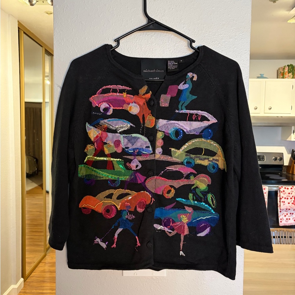 Vintage Michael Simon Car Cardigan
